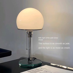 Lampe de chevet LED au design nordique danois, écologique, avec dôme en verre antique, style Bauhaus moderne, alimentation électrique DC pour chambre à coucher - Product Image 1