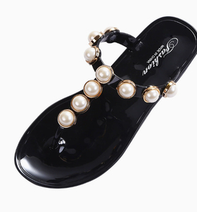 Tongs plates pour femmes de style coréen Crystal Pearl, à bout carré, légères, antidérapantes et résistantes pour l'été - Product Image 5