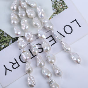 Bán Buôn 14-18Mm 7Inch Màu Trắng Lớn Baroque Hình Dạng Ngọc Trai Nước Tươi Đối với Trang Sức Làm - Product Image 6