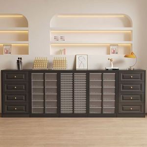 Vitrine d'art d'ongle noir armoire de rangement de colle de vernis à ongles armoire debout de plancher multicouche - Product Image 1