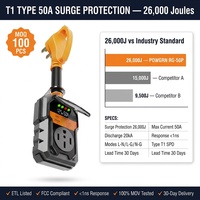 Analyseur de circuit LED antivol T1 en plastique ABS, protection contre les surtensions 26000J, 50A, IP65, ETL FCC, pour camping-car et camping en extérieur, fournisseur ODM
