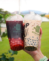 Gobelets en plastique PET jetables personnalisés avec logo, 12 oz, 14 oz, 16 oz, 18 oz, 20 oz, 24 oz, transparents, pour matcha latte, café glacé à emporter, avec couvercles