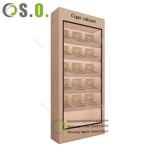 Nhà máy tùy chỉnh Cigar Humidor Tủ hiển thị hiển thị trường hợp hiển thị với đèn LED cho khói cửa hàng thuốc lá hiển thị