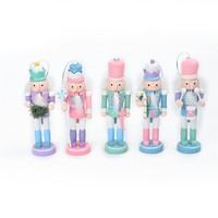 Ensemble de casse-noisettes de 12 cm de couleur macaron, figurines de casse-noisettes miniatures, décorations suspendues pour l'arbre de Noël et le Nouvel An