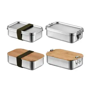 2023 New personalised bamboo bento lunch box eco, kids stainless steel lunch box bamboo lid for freshness preservation