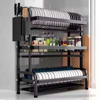 Étagère de rangement multifonctionnelle et durable en acier au carbone à double couche pour vaisselle, boîte à baguettes, organisateur de couverts pour comptoir de cuisine