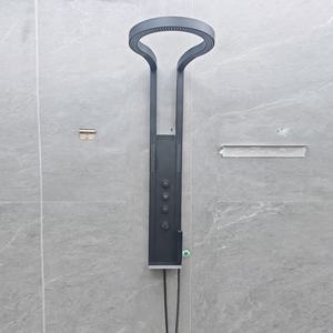 Système de robinetterie thermostatique de massage à LED numérique, cinq fonctions, en acier inoxydable, avec douchette pluie et cascade - Product Image 2