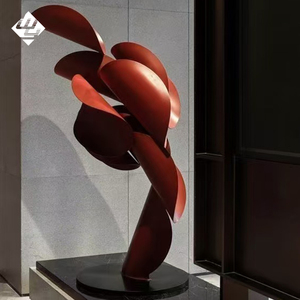 Scultura Moderna Decorativa in Acciaio Inox con Logo Personalizzato, <span class=keywords><strong>Mezzaluna</strong></span> Cremisi e Sfera Dorata - Product Image 4