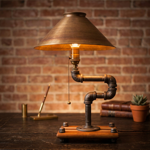 Lámpara de Mesa Industrial Moderna con Pantalla de Metal en Forma de Cono, Base E27, Color Beige, LED Ecológica para Iluminación Decorativa de Sala de Estar - Product Image 2
