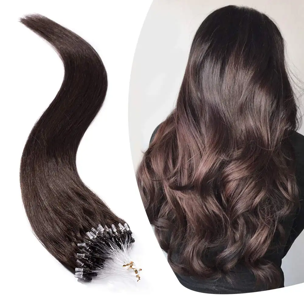 Pre Bonded Micro Links Loop Ring Bead Hair Extension Cabello Humano Vendor Fusion Keratin Virgin Human Microlink Hair Extensions