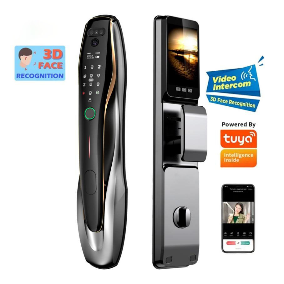 Tuya Video Call WIFI Electronic Keyless Entry Door Lock Fingerprint Face Password Aluminum Alloy Smart Door Lock · image 3