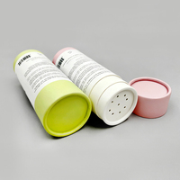 Emballage de poudre en tube cylindrique rond en papier kraft avec tamis, logo personnalisé biodégradable, pour épices, sel