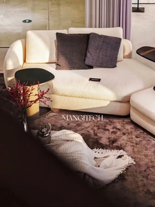 Divano in Tessuto Minimalista Italiano di Alta Gamma MANGITECH Saint Germain, Divano Angolare in Pelle di <span class=keywords><strong>Agnello</strong></span> per Soggiorno - Product Image 4