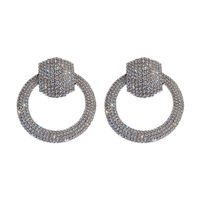 925 argent aiguille à la mode exagéré plaqué or cristal strass boucle d'oreille pour les femmes Bling luxe mode bijoux boucles d'oreilles