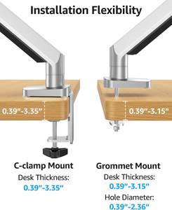 Support de bureau pour deux moniteurs en aluminium moulé sous pression argenté pour écrans d'ordinateur de 14 à 32 pouces - Product Image 6