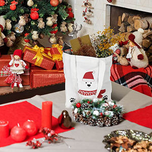 Promozione pacchetto regalo di natale per la spesa Tote Shopping borsa in tela di cotone con Logo stampato personalizzato - Product Image 5