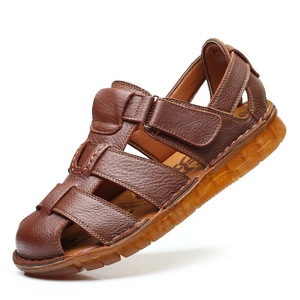 Sandalias de Hombre con Hebilla de Cuero Genuino, Tiras Cruzadas, Punta Cerrada, Entresuela de EVA, Suela de Goma Antideslizante, Casuales, de Verano, para Playa - Product Image 2