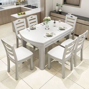 Solid Wood Dining <b>Table</b> <b>And</b> <b>Chair</b> Set Extendable <b>Foldable</b> Home Dining Room Furniture - Product Image 2