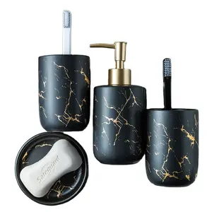 Wholesale Nordic Light Luxury Marbling Bathroom Decoration Ceramic Bathroom Toiletries Set Bathroom Supplies Suit