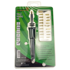 LX5022B-pluma de pirograbado artesanal, juego de herramientas con caja de plástico transparente, soldador eléctrico para quemar madera, 22 Uds. - Product Image 5