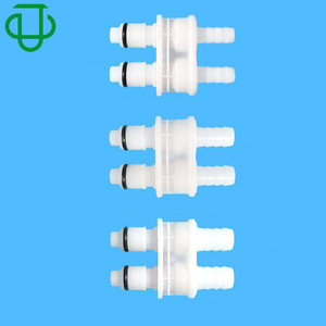 Conector macho de conexión rápida de plástico POM de doble orificio serie APC de 1/4 pulgada con válvula de cierre para tuberías de agua y fluidos - Product Image 1