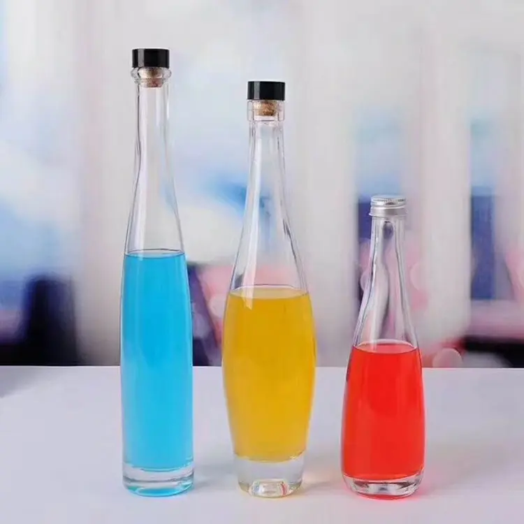 زجاجة خمور زجاجية برقبة طويلة فارغة شفافة من نوع Super Flint