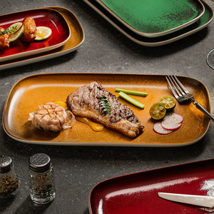Plato Cuadrado de Cerámica, Creativo, para Restaurante Japonés, Plato para Salmón y Sushi, de Lujo, Apto para <span class=keywords><strong>Microondas</strong></span>, con Diseño Sólido - Product Image 2