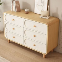 Commode moderne en bois massif à six tiroirs, armoire de rangement à bords arrondis, organisateur de chambre à coucher, buffet de salon