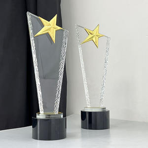 व्यक्तिगत स्मृति चिन्ह उपहार थोक क्रिस्टल गोल्ड स्टार ट्रॉफी पुरस्कार स्टॉक क्रिस्टल रिक्त ट्रॉफी MH-NJ00717 - Product Image 4