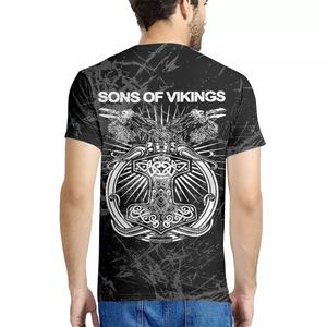 T-shirt personnalisé à col rond en gros Vikings Valknut et Ravens <span class=keywords><strong>tatouage</strong></span> imprimé T-shirts grande taille T-shirt 6XL de haute qualité pour hommes - Product Image 3