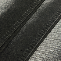 Tissu denim noir de 170 cm de large avec dos floqué marron, tissu denim extensible rigide et chaud, prix d'usine en gros