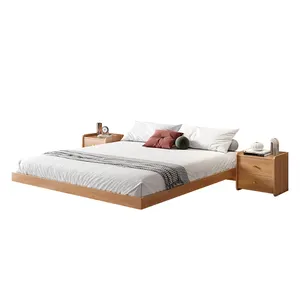 シンプルモダン1.8mダブルヘッドレスサスペンション畳ベッド1.8mウッドパネルセンサーライト付き木製ベッド