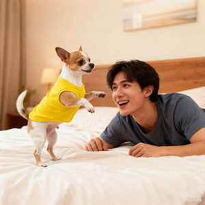 봄 시즌 맞춤형 고급 여름 슬림핏 강아지 티셔츠, 폴리에스터 및 면 소재, 커스텀 로고 제작 - Product Image 2