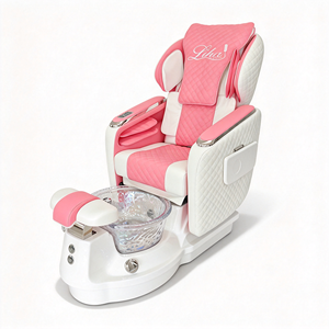 Silla de Pedicura Rosa y Blanca de Lujo, Silla de Spa Eléctrica con Masaje y Lavabo de Acrílico Transparente para Salón de Uñas y Salón de Belleza - Product Image 6