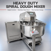 Mélangeur à spirale professionnel en acier inoxydable pour boulangerie, avec panneau numérique, capacité 75kg, 100kg, 125kg, 150kg, à cylindre basculant