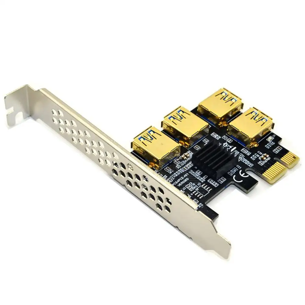 Oro PCIE PCI-E Riser Card 1 a 4 USB 3.0 moltiplicatore Hub X16 PCI Express 1X 16X adattatore