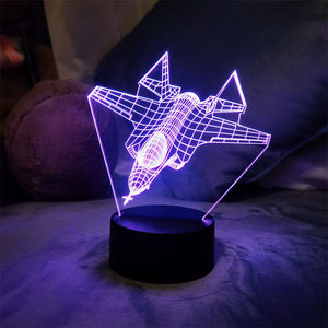 Lámpara de Noche <span class=keywords><strong>LED</strong></span> 3D con Diseño de Avión, Lámpara de Mesa Estereoscópica Visual, Lámpara Holográfica Inteligente, Lámpara Acrílica con Ilusión Óptica, Decoración - Product Image 3