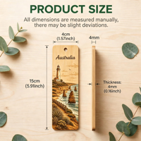 Marcapáginas de Madera Contrachapada con Impresión UV Personalizada, Marcapáginas de Recuerdo Costero con Faro de Australia, Regalo de Recuerdo de Viaje con Diseño Personalizado