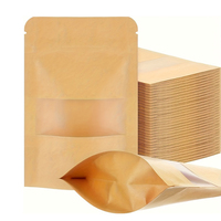 Sacs en papier kraft imprimés sur mesure, à fond plat, réutilisables, avec fermeture éclair auto-adhésive pour le stockage des aliments et des friandises pour animaux de compagnie
