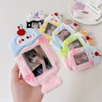 Mignonne fille chien chat Animal dessin animé Transparent creux en peluche 3 pouces bouton porte-carte élégant carte de visite contrôle d'accès