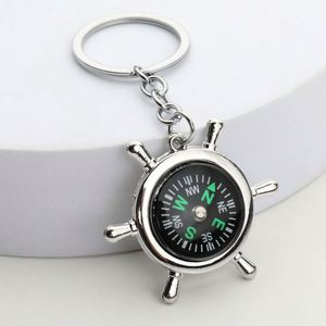 Creative Mini Outdoor Sports Pendant Gift Wholesale Simulation <b>Ship</b> Metal Steering <b>Wheel</b> Compass Keychain - Product Image 2