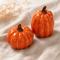 Décoration Citrouille en Céramique Brillante, Centre de Table Fait Main pour la Récolte d'Automne et Thanksgiving, Décoration d'Étagère ou de Cheminée pour la Maison à l'Halloween, NOUVEAU