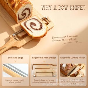 Wooden <b>Bread</b> Slicer Set With Cutting Board And <b>Knife</b> 3 Pieces Solid Wood For Household Use - Product Image 4