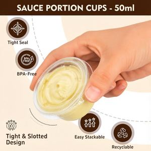 Vasos Desechables Transparentes para Yogur de 50 ml con Tapas, Resistentes al Congelador y a Fugas, Ideales para Preparación de Comidas y Postres Soufflé - Product Image 5
