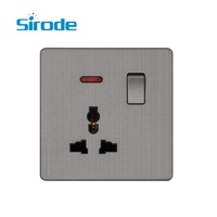 Prises murales série T9 250V UK Standard Design moderne Texture de grille grise 1 Gang 13A Prises murales électriques pour la maison