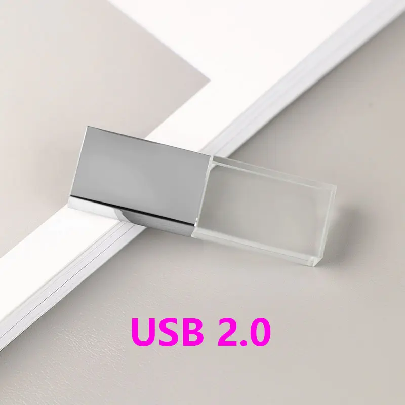 Cristal transparente usb 2.0 3.0 ouro rosado, flash stick 32g 64gb 128gb pendrive, logotipo personalizado, pen drives