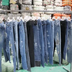Second hand clothing factory fairly used clothes beautiful use clothes us clean denim ripped jeans pants