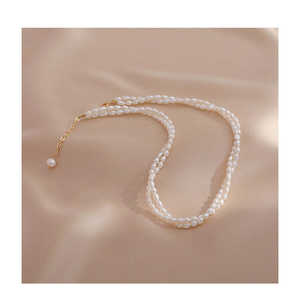 Collar de Perlas de Arroz de Doble Capa WENCHI para Mujer, Nuevo Modelo 2025, 450g, Cadena Pequeña para Clavícula - Product Image 1