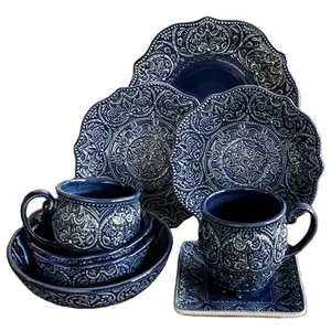 Service de vaisselle en céramique de style baroque vintage, assiette et bol en porcelaine, ensemble de tasses, vaisselle