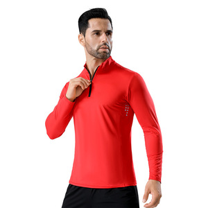 Casual cremallera correr manga larga estiramiento hombres deportes Color sólido <span class=keywords><strong>ropa</strong></span> de secado rápido cuello alto <span class=keywords><strong>ropa</strong></span> de trabajo apretado Top - Product Image 5